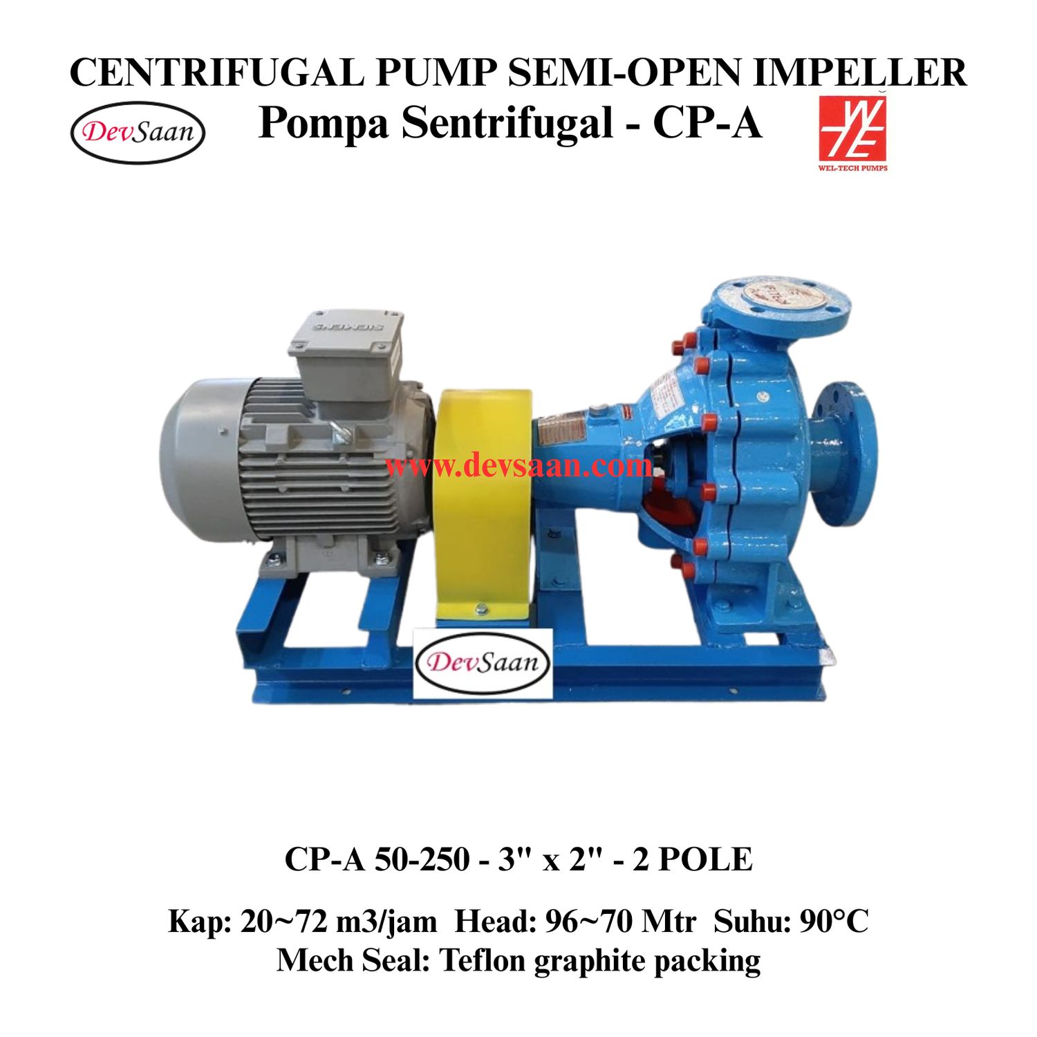 Centrifugal Pump Semi-Open Impeller CP-A 50-250 Pompa Sentrifugal (Complete Set) 2pole