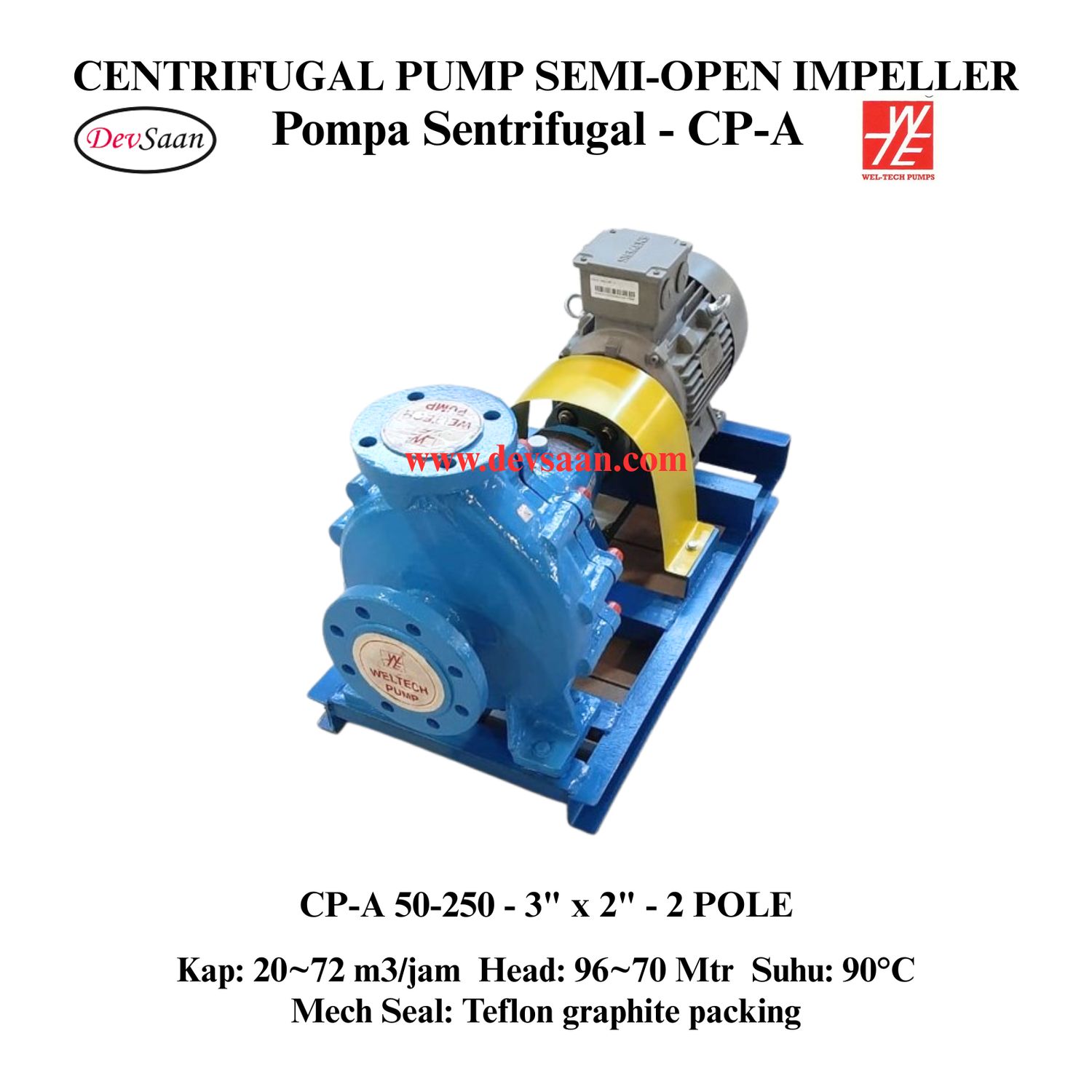 Centrifugal Pump Semi-Open Impeller CP-A 50-250 Pompa Sentrifugal (Complete Set) 2pole