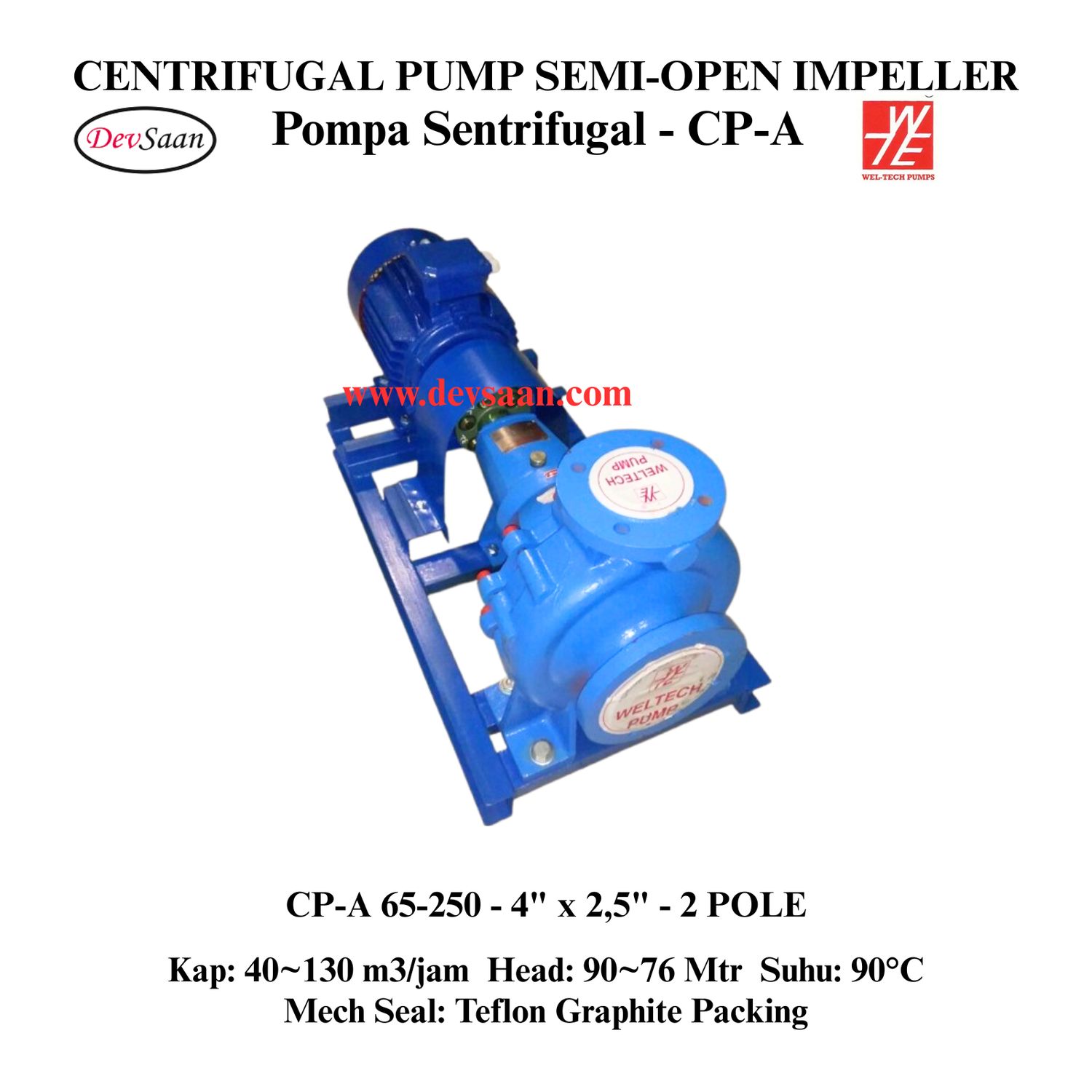 Centrifugal Pump Semi-Open Impeller CP-A 65-250 Pompa Sentrifugal (Complete Set) 2pole