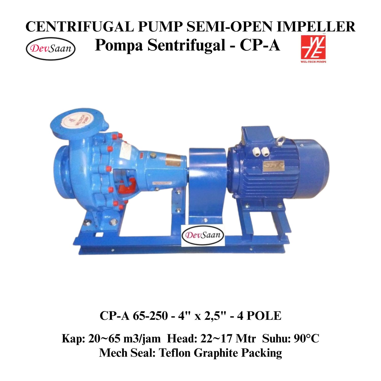 Centrifugal Pump Semi-Open Impeller CP-A 65-250 Pompa Sentrifugal (Complete Set) 4pole
