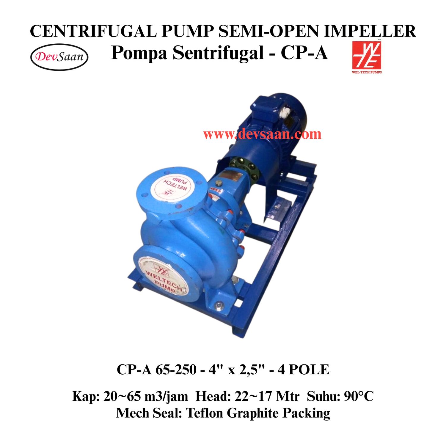 Centrifugal Pump Semi-Open Impeller CP-A 65-250 Pompa Sentrifugal (Complete Set) 4pole