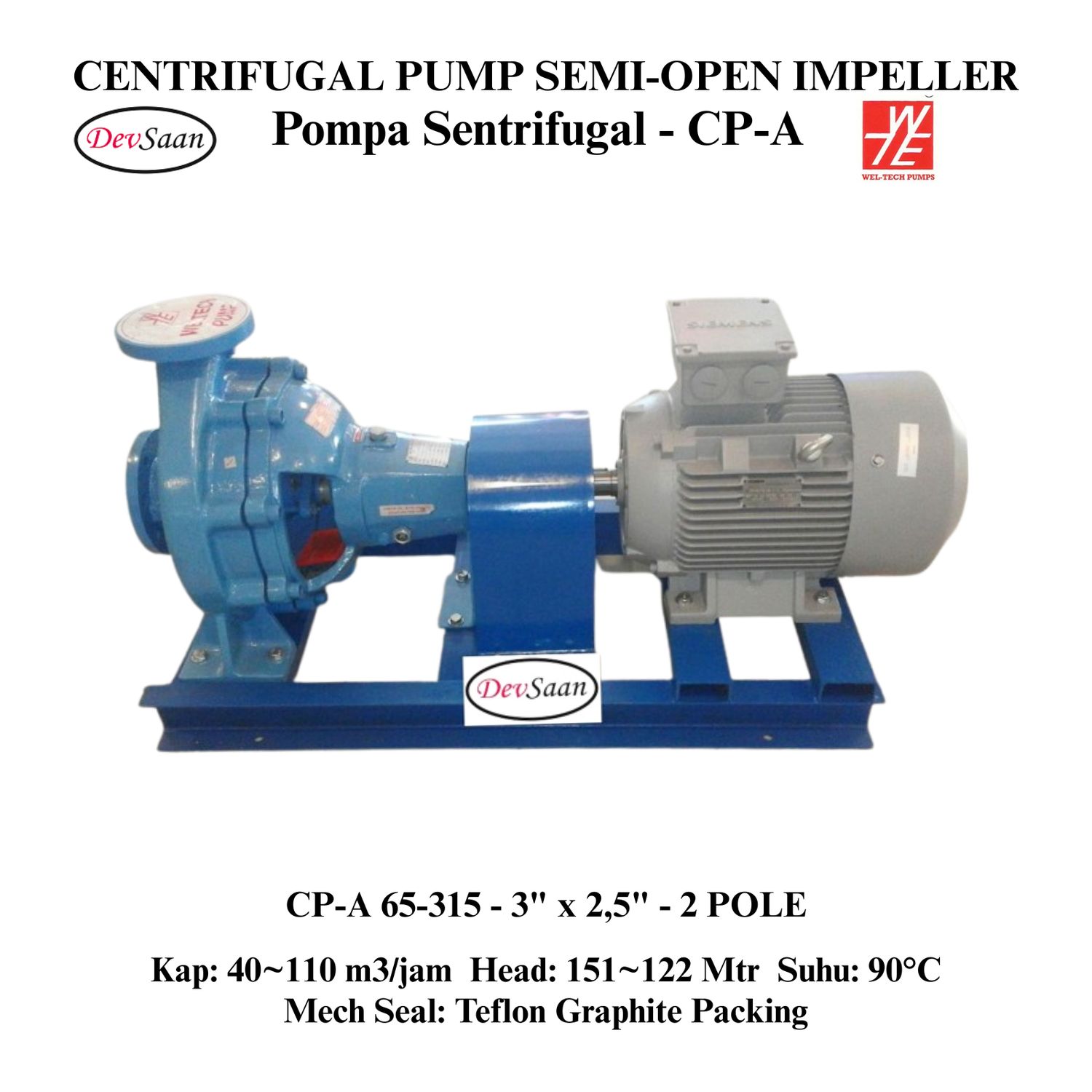 Centrifugal Pump Semi-Open Impeller CP-A 65-315 Pompa Sentrifugal (Complete Set) 2pole