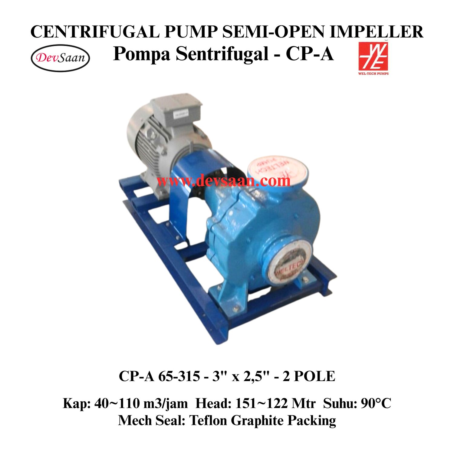 Centrifugal Pump Semi-Open Impeller CP-A 65-315 Pompa Sentrifugal (Complete Set) 2pole