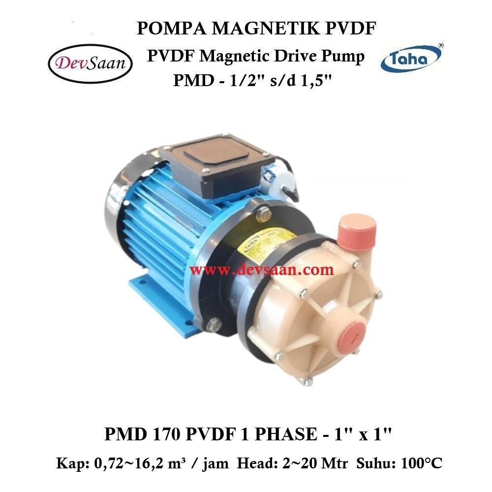 PVDF Magnetic Drive Pump PMD-170 1 Phase Pompa Magnetik