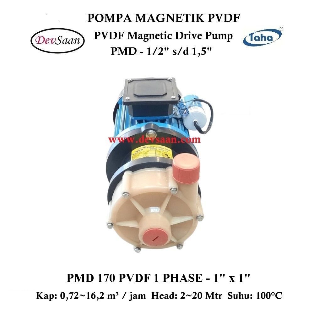 PVDF Magnetic Drive Pump PMD-170 1 Phase Pompa Magnetik