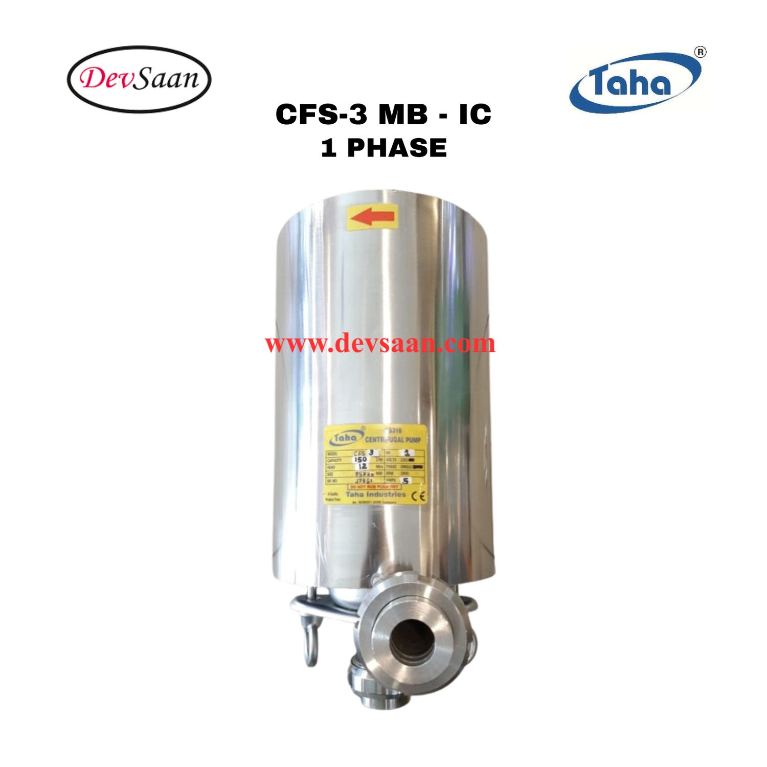 Sanitary Centrifugal Pump SS-316 CFS-3 IC - 1 Phase Pompa Sanitary