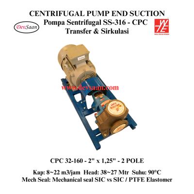 SS-316 Centrifugal Pump End Suction CPC 32-160 Pompa Sentrifugal (Complete Set) 2pole
