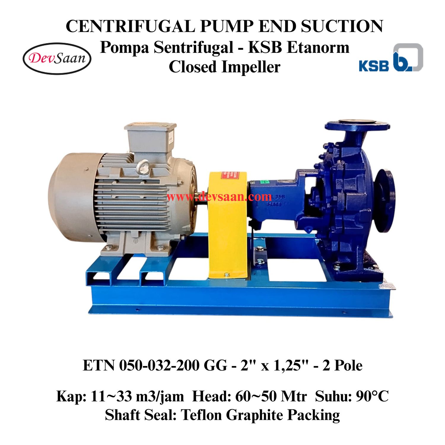 Centrifugal Pump End Suction KSB Etanorm ETN 050-032-200 GG (Complete Set) 2pole