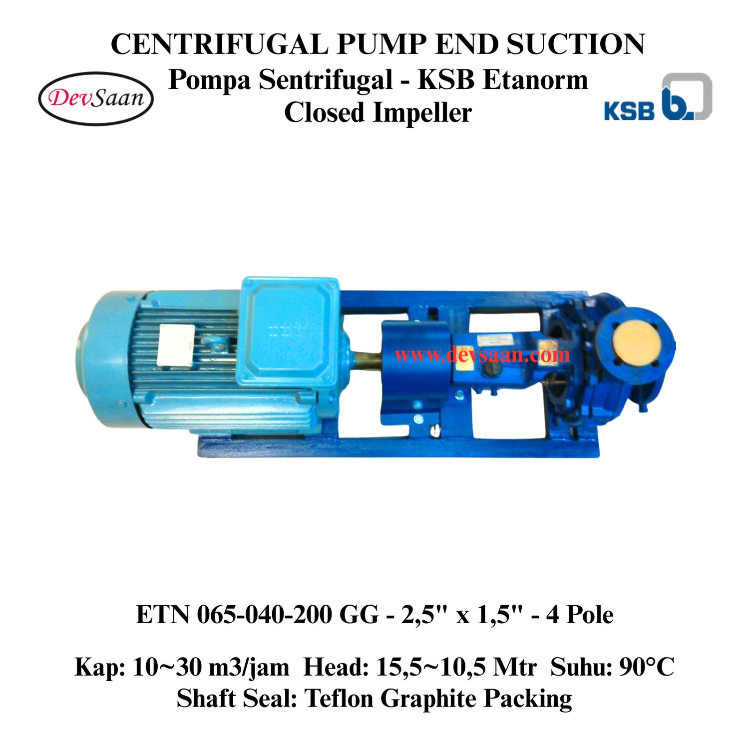 Centrifugal Pump End Suction KSB Etanorm ETN 065-040-200 GG (Complete Set) 4pole