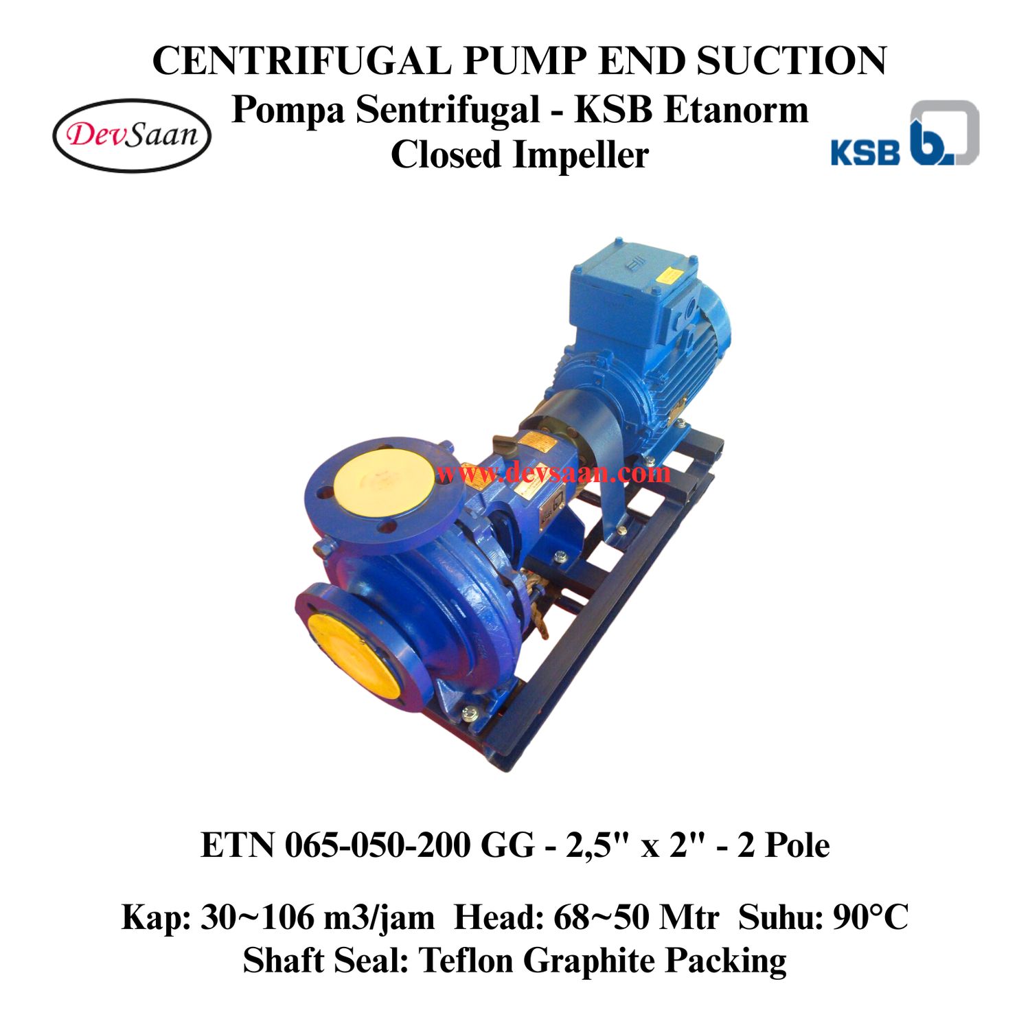 Centrifugal Pump End Suction KSB Etanorm ETN 065-050-200 GG (Complete Set) 2pole