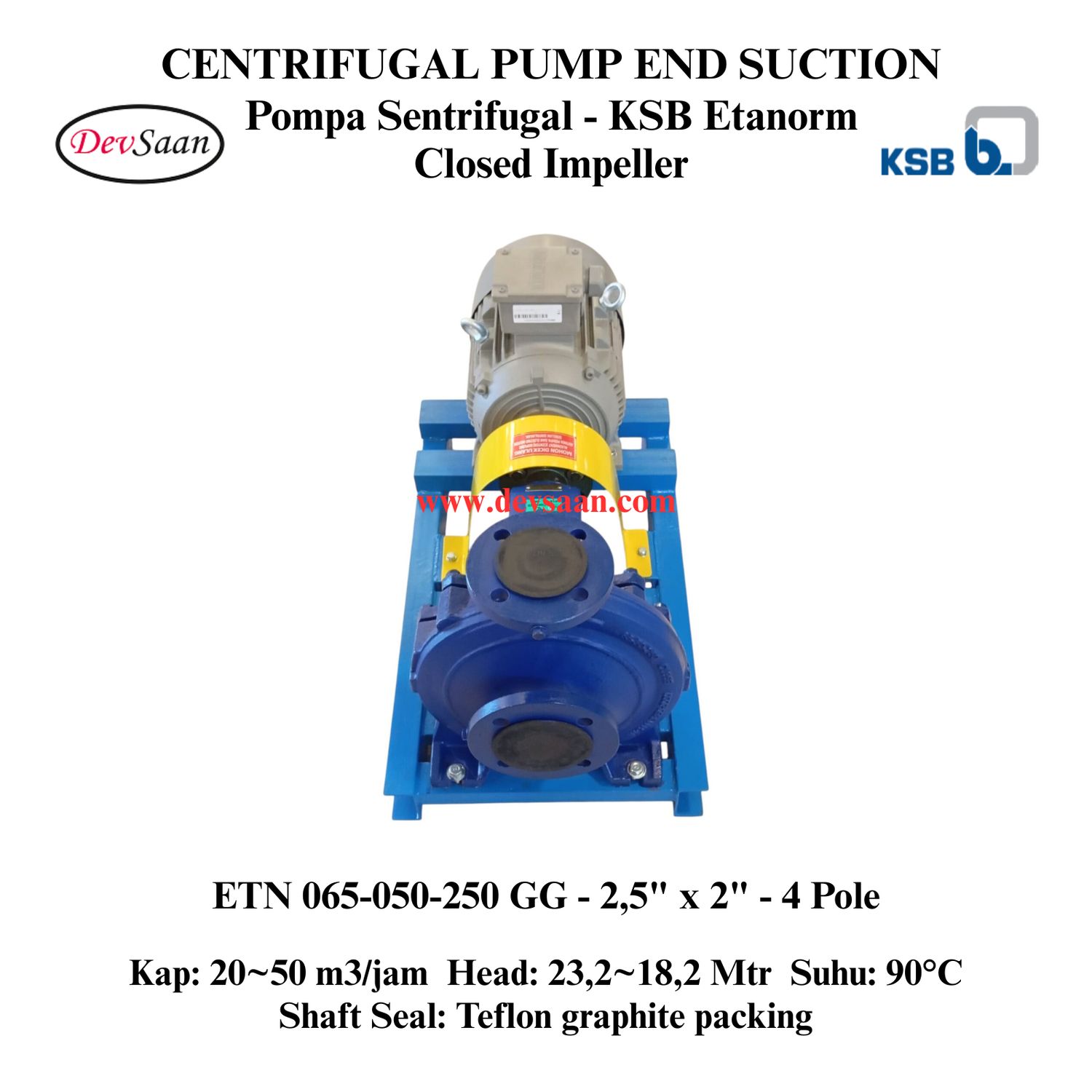 Centrifugal Pump End Suction KSB Etanorm ETN 065-050-250 GG (Complete Set) 4pole