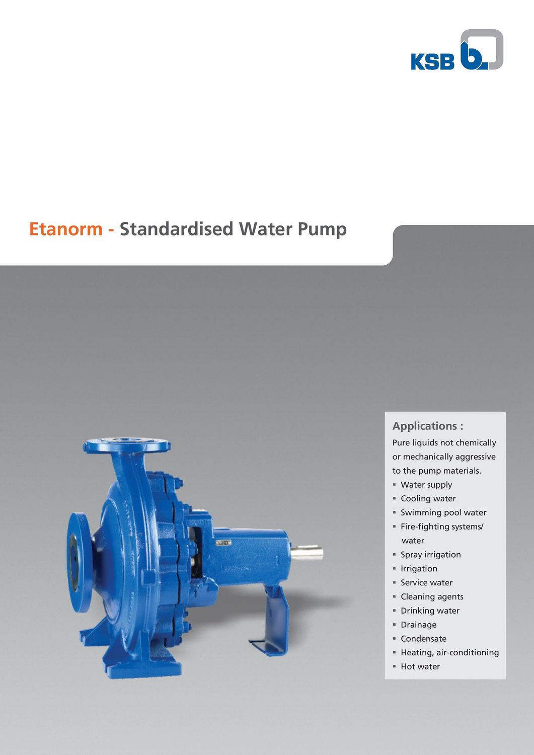 Centrifugal Pump End Suction KSB Etanorm ETN 080-065-160 GG (Complete Set) 2pole