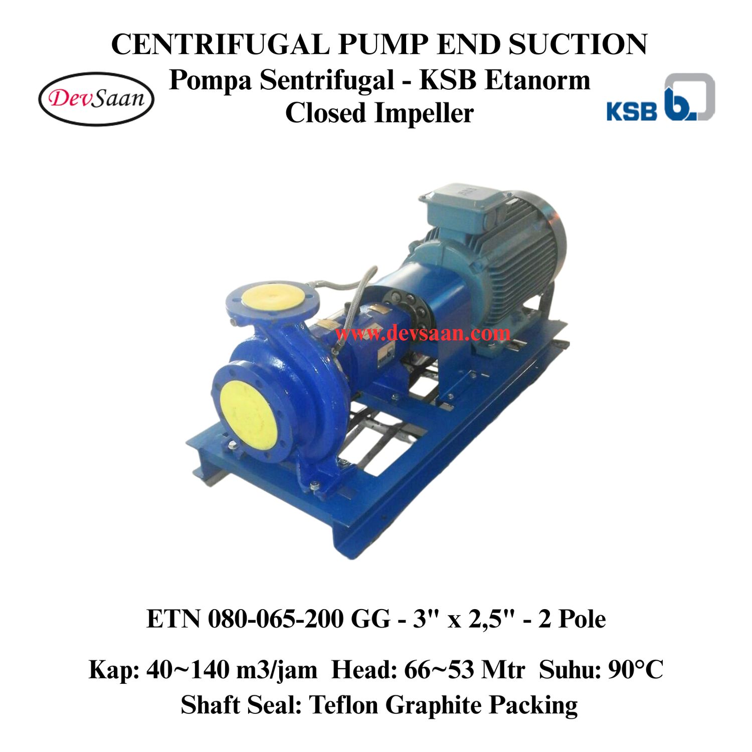 Centrifugal Pump End Suction KSB Etanorm ETN 080-065-200 GG (Complete Set) 2pole