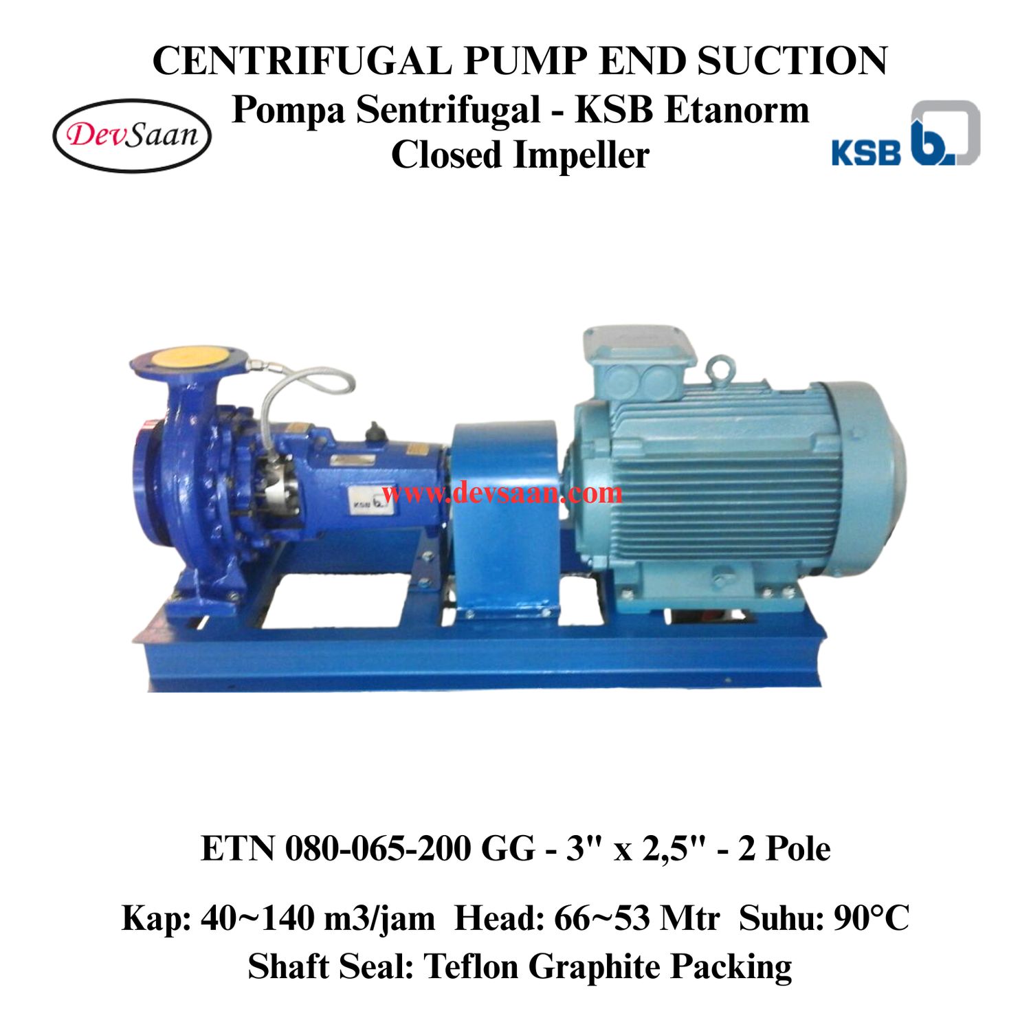 Centrifugal Pump End Suction KSB Etanorm ETN 080-065-200 GG (Complete Set) 2pole