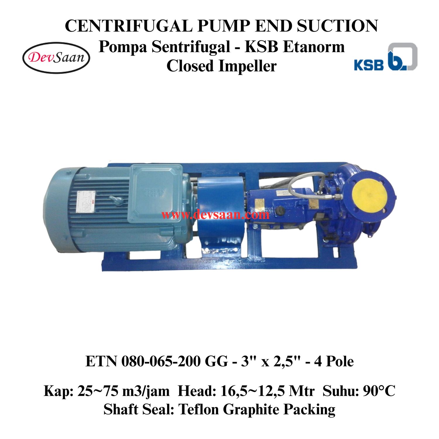 Centrifugal Pump End Suction KSB Etanorm ETN 080-065-200 GG (Complete Set) 4pole