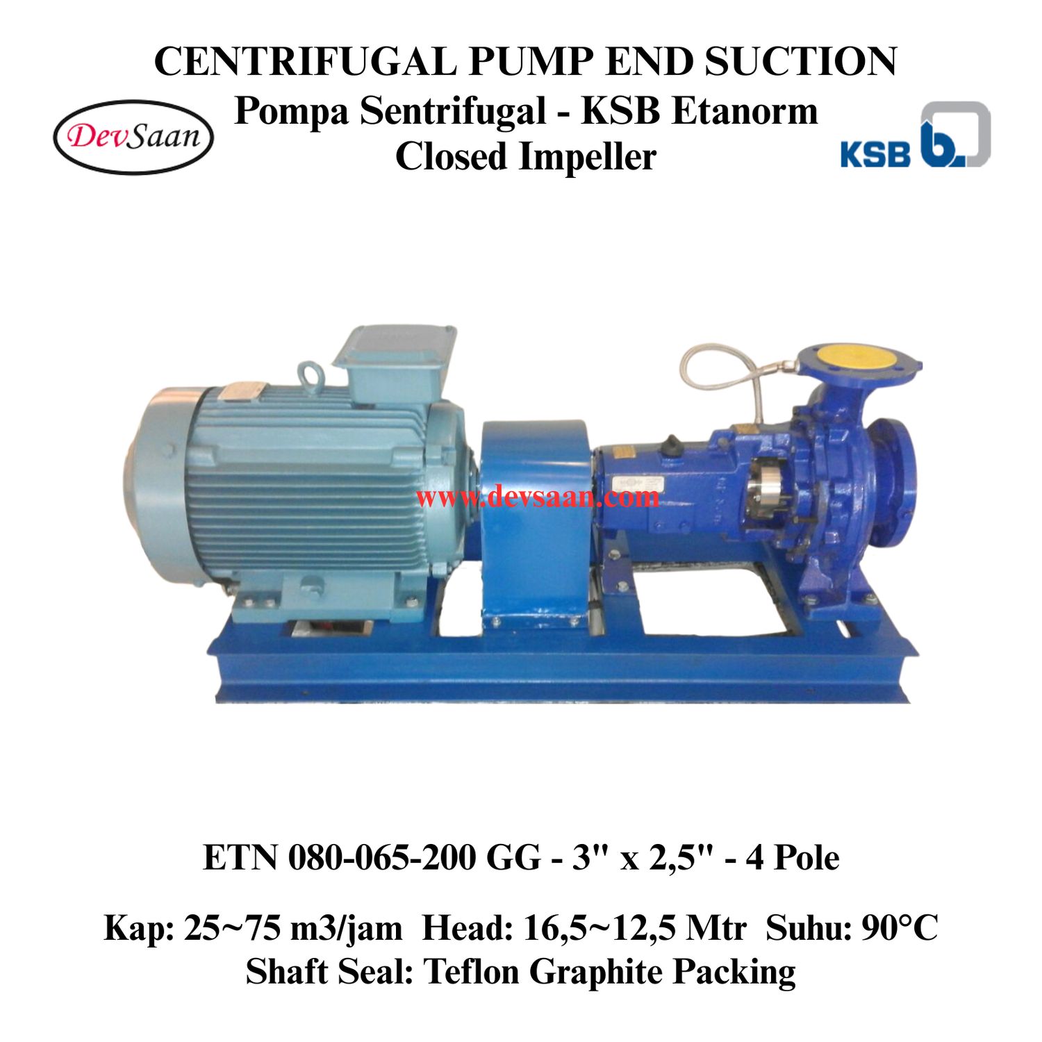 Centrifugal Pump End Suction KSB Etanorm ETN 080-065-200 GG (Complete Set) 4pole