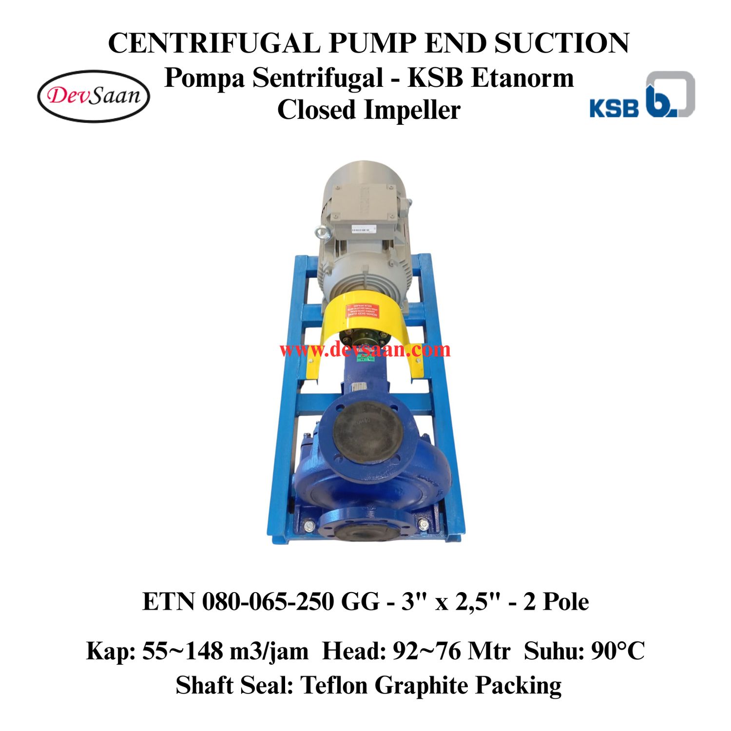 Centrifugal Pump End Suction KSB Etanorm ETN 080-065-250 GG (Complete Set) 2pole