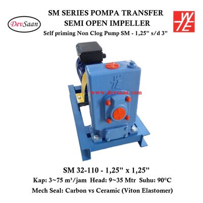 Self Priming Non Clog Pump SM 32-110 Pompa Transfer (Complete Set) 2pole
