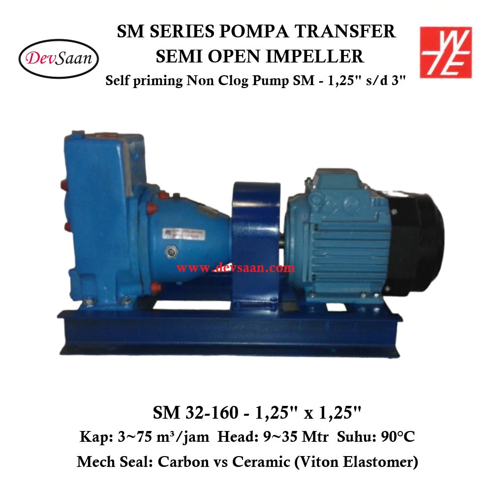 Self Priming Non Clog Pump SM 32-160 Pompa Transfer (Complete Set) 2pole