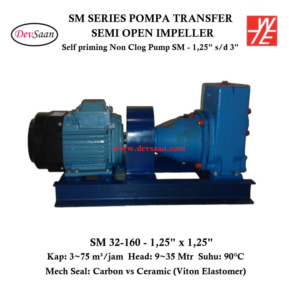 Self Priming Non Clog Pump SM 32-160 Pompa Transfer (Complete Set) 2pole