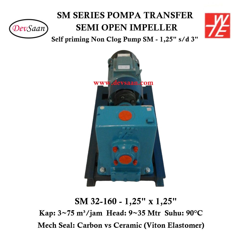 Self Priming Non Clog Pump SM 32-160 Pompa Transfer (Complete Set) 2pole