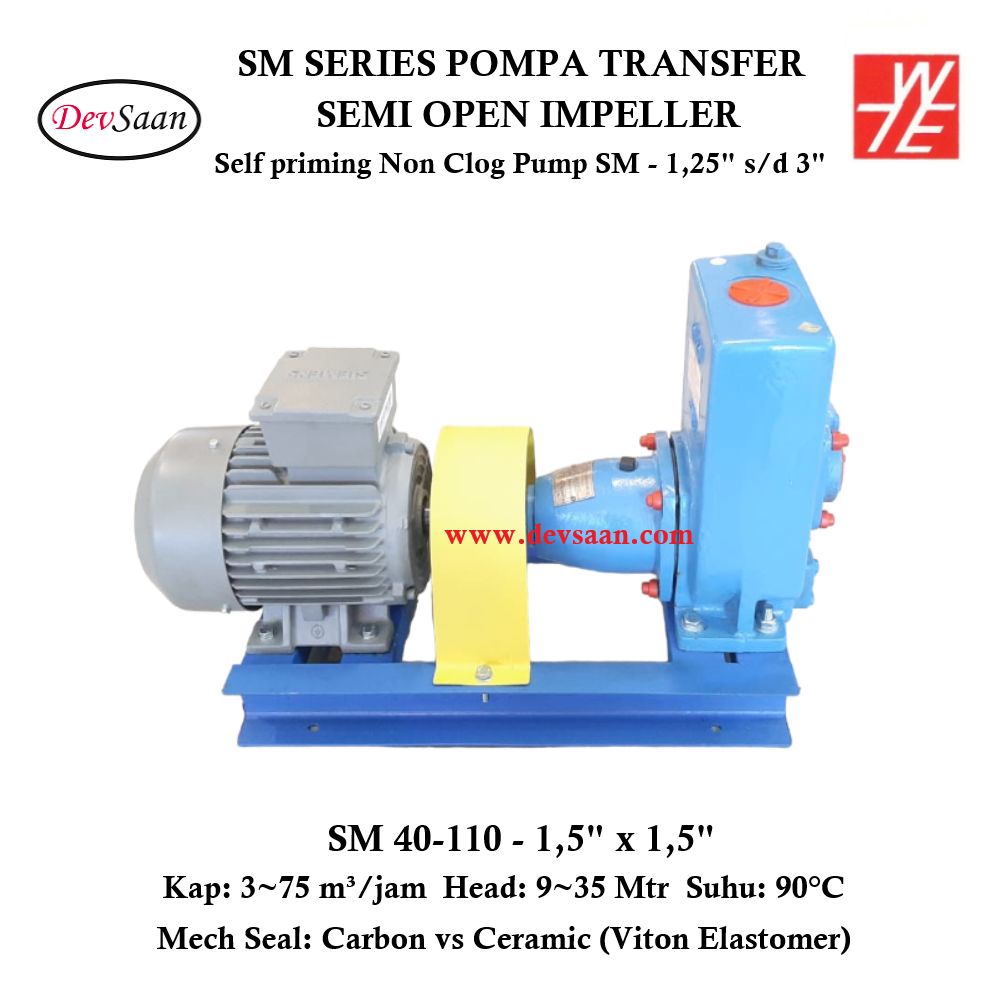 Self Priming Non Clog Pump SM 40-110 Pompa Transfer (Complete Set) 2pole