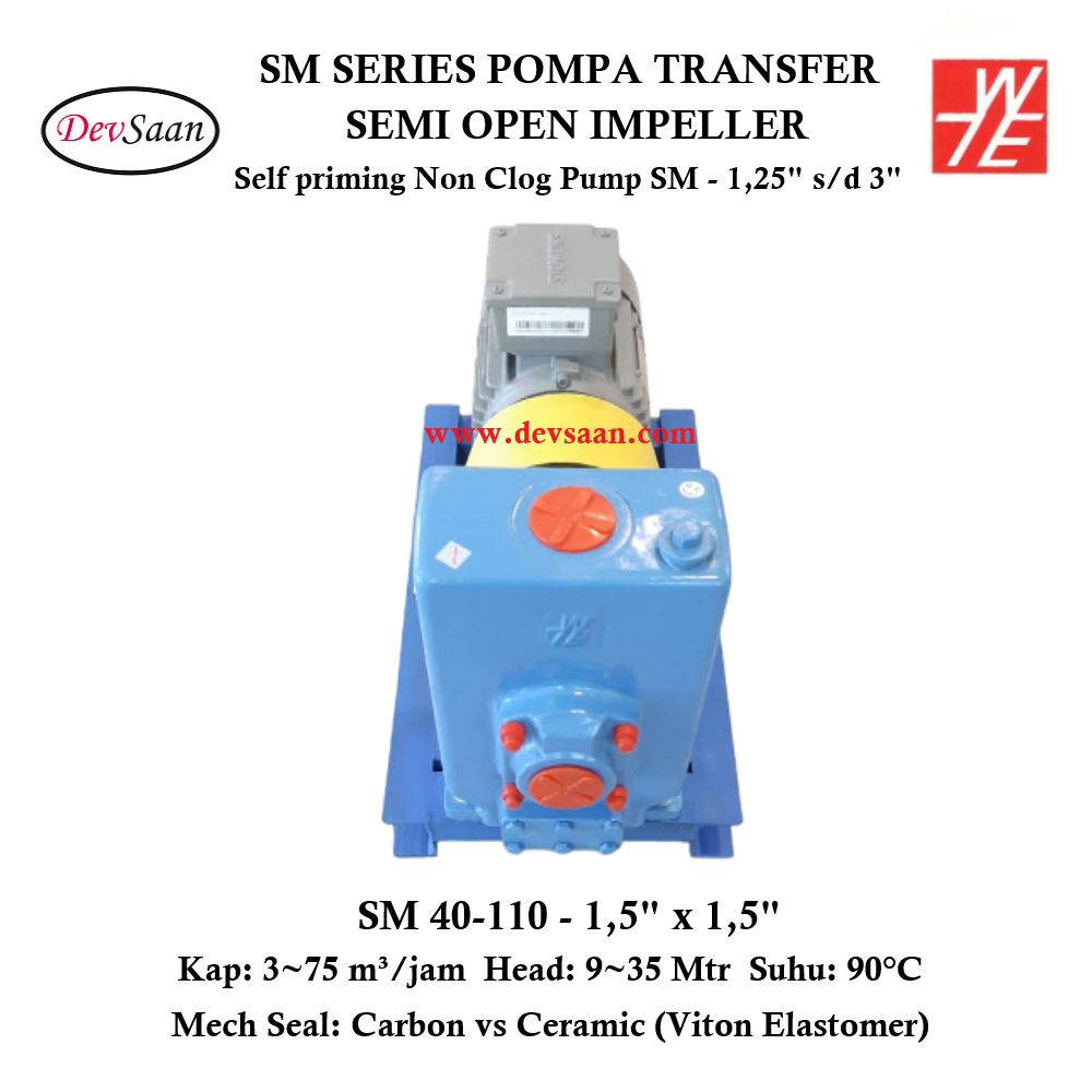 Self Priming Non Clog Pump SM 40-110 Pompa Transfer (Complete Set) 2pole