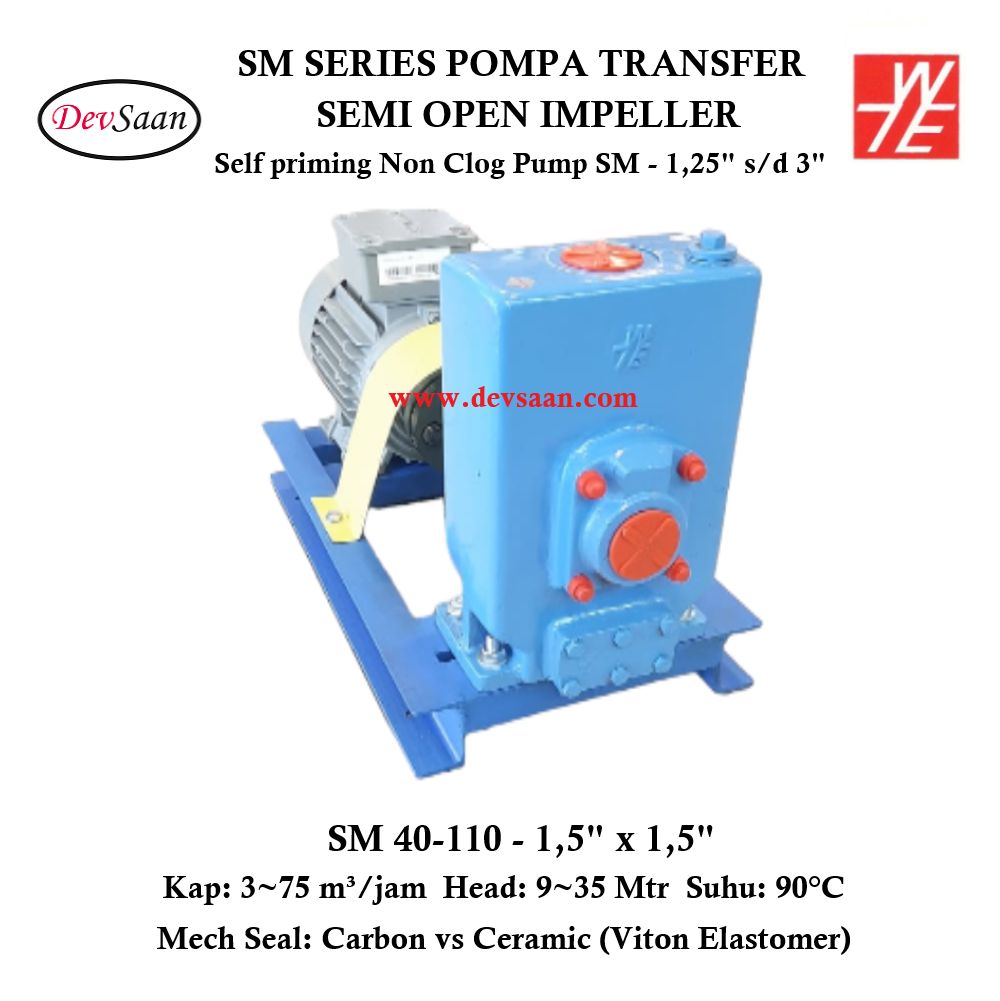 Self Priming Non Clog Pump SM 40-110 Pompa Transfer (Complete Set) 2pole
