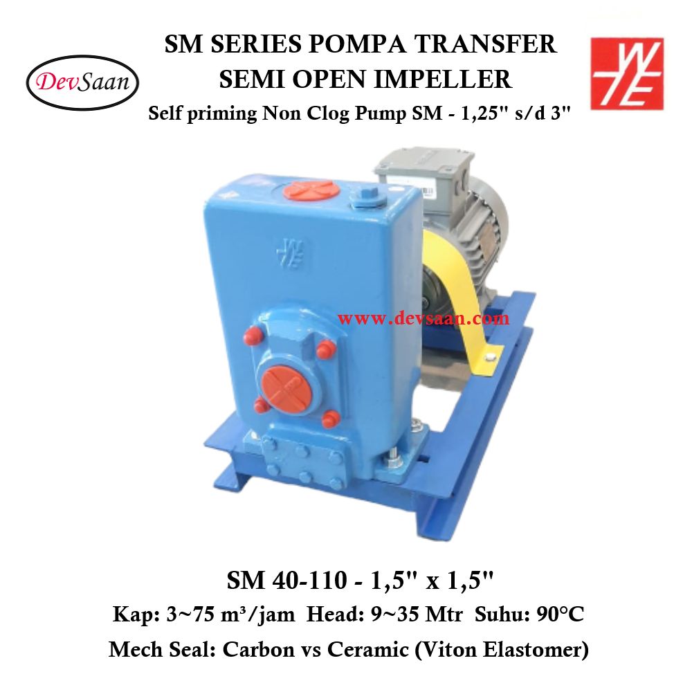 Self Priming Non Clog Pump SM 40-110 Pompa Transfer (Complete Set) 2pole