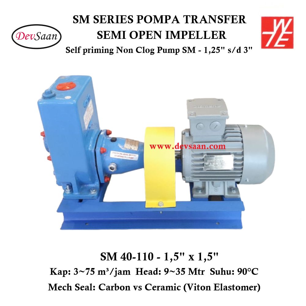 Self Priming Non Clog Pump SM 40-110 Pompa Transfer (Complete Set) 2pole