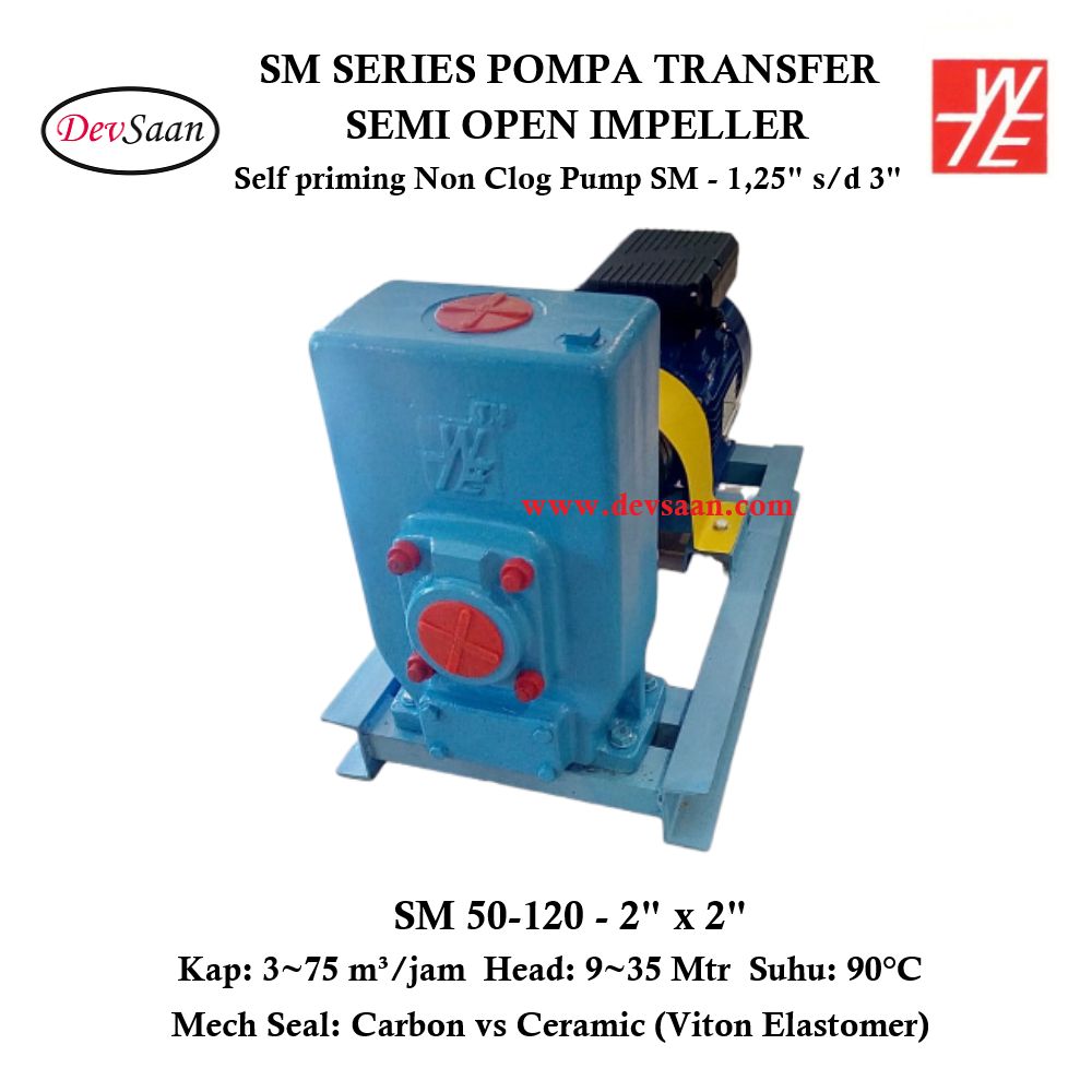 Self Priming Non Clog Pump SM 50-120 Pompa Transfer (Complete Set) 2pole