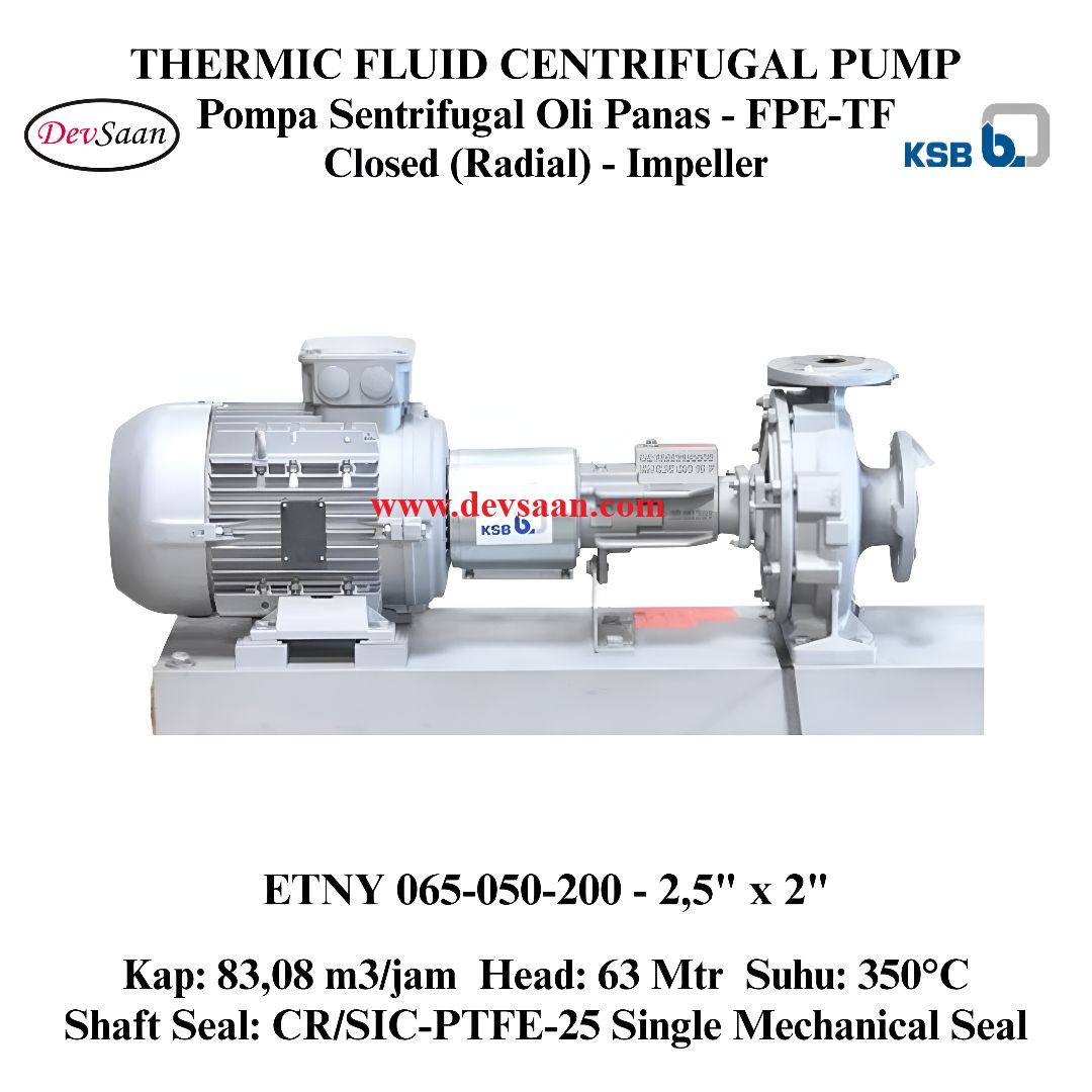 Thermic Fluid Pump Etanorm SYT ETNY 065-050-200 Pompa Sentrifugal Oli Panas (Complete Set) 2pole