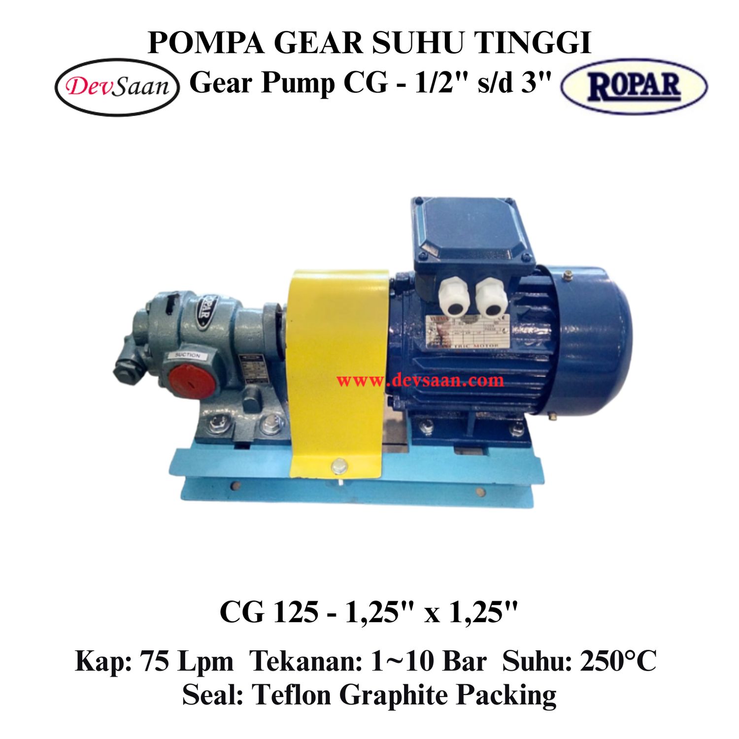 Gear Pump Helikal CG 125 Pompa Roda Gigi (Complete Set) 4pole