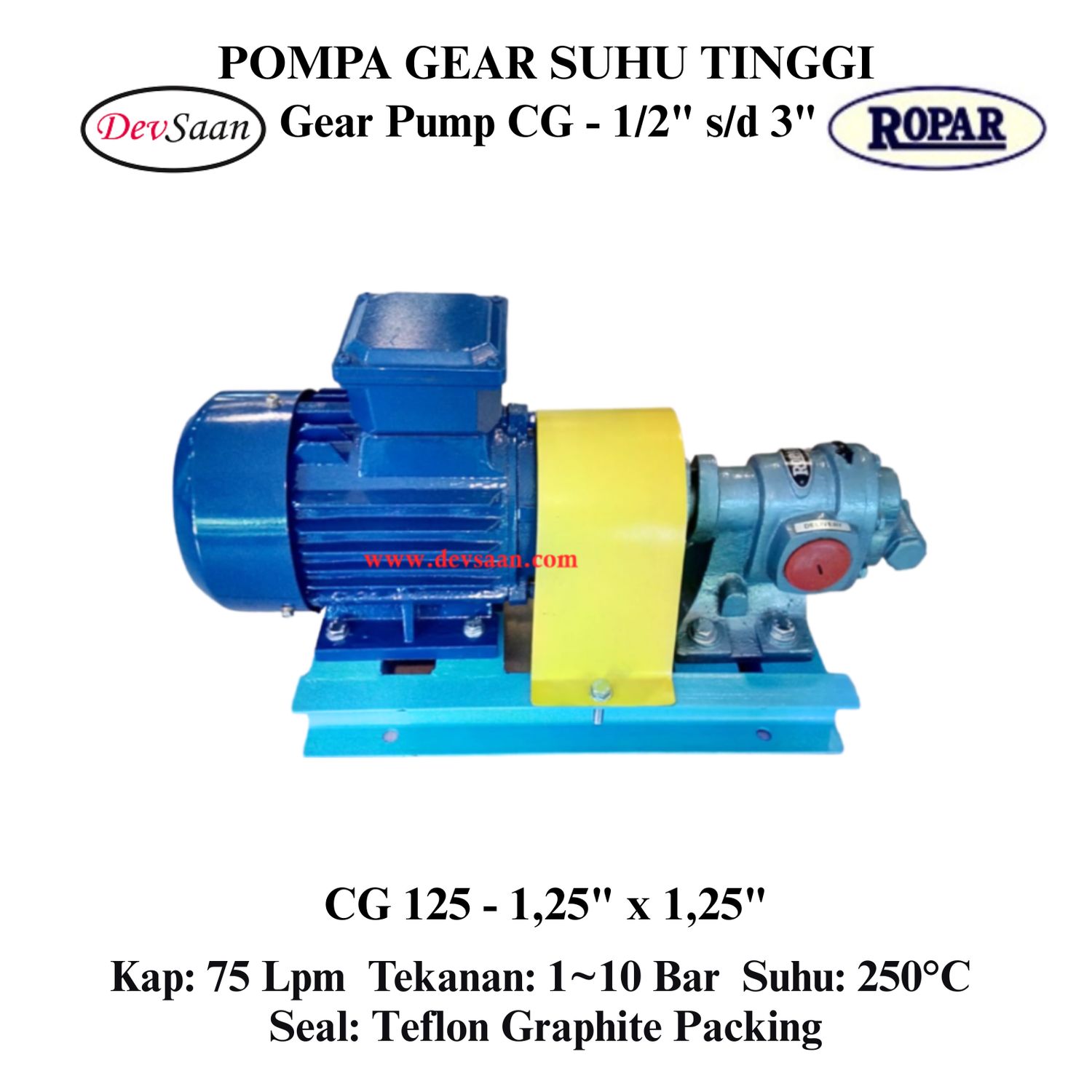 Gear Pump Helikal CG 125 Pompa Roda Gigi (Complete Set) 4pole