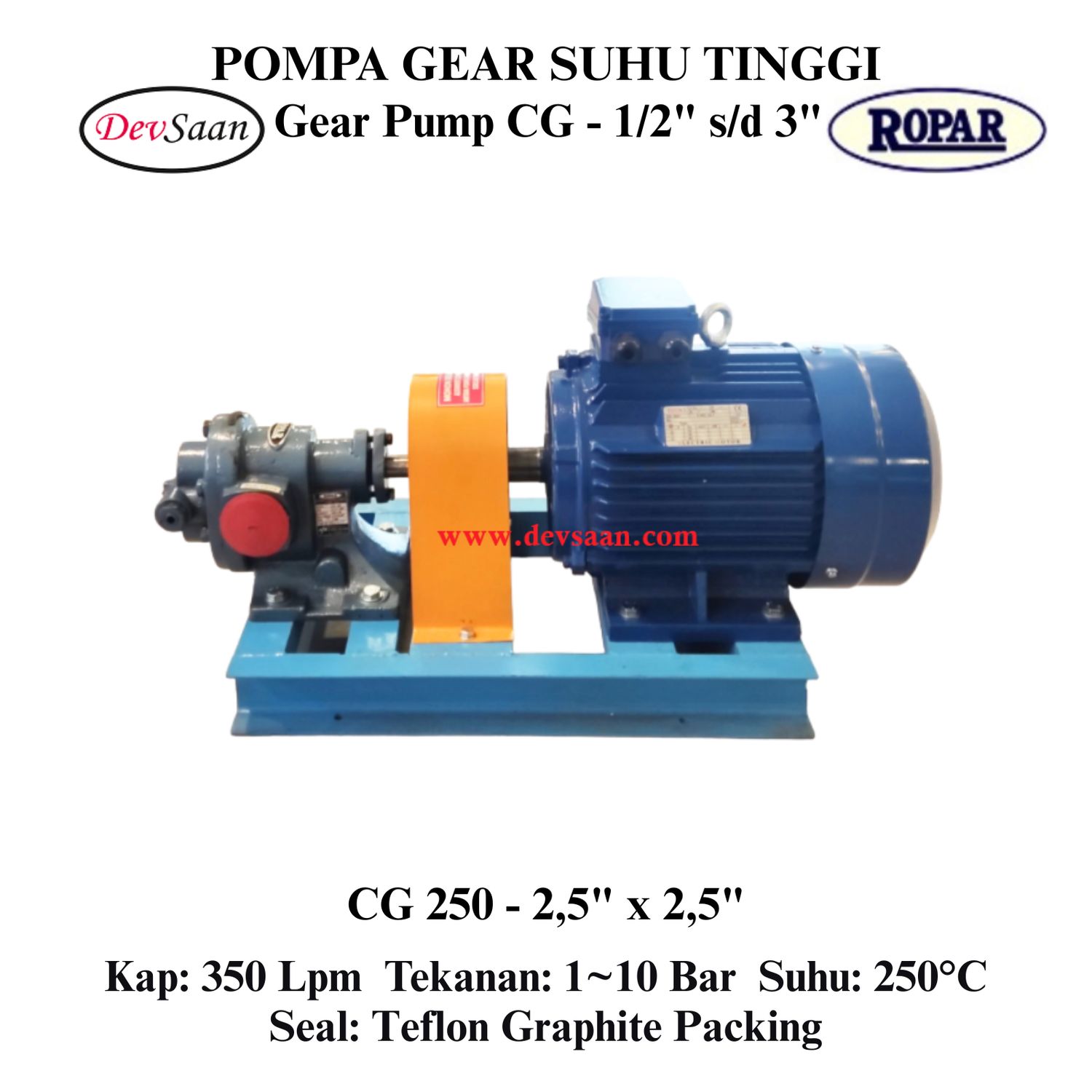 Gear Pump Helikal CG 250 Pompa Roda Gigi (Complete Set) 4pole