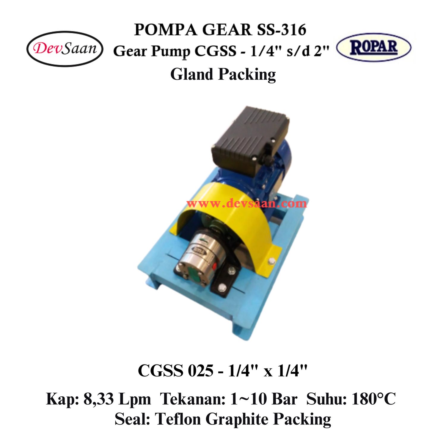 Gear Pump CGSS 025 (GP) Pompa Roda Gigi Komplit Set