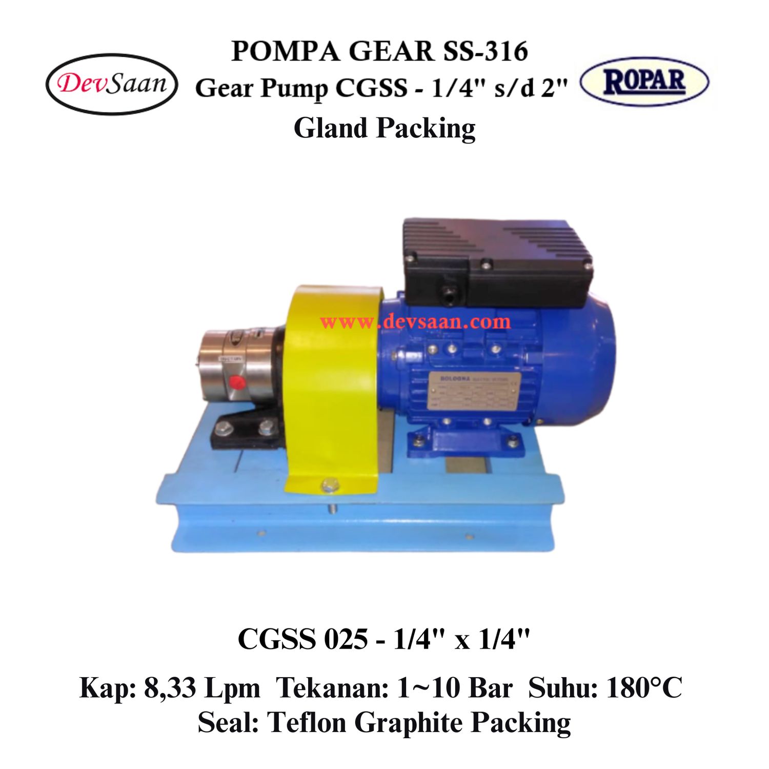 Gear Pump CGSS 025 (GP) Pompa Roda Gigi Komplit Set