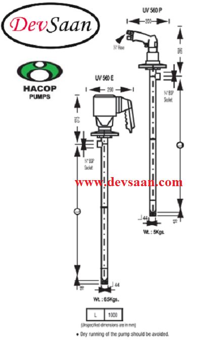 Drum Pump Polypropylene UV 560 P Pompa Drum Pneumatik