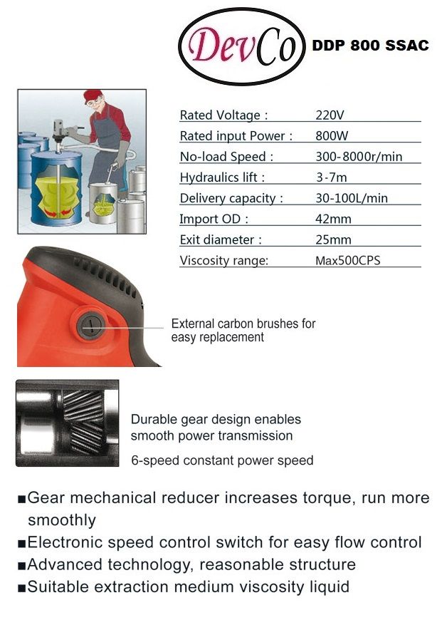 Drum Pump SS-304 DDP 800 SSAC Pompa Drum AC 220V