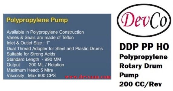 Polypropylene Rotary Hand Operated Drum Pump DDP PP HO 1"