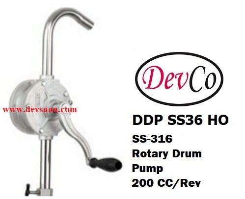 SS-316L Rotary Hand Operated Drum Pump DDP SS36 HO 1"