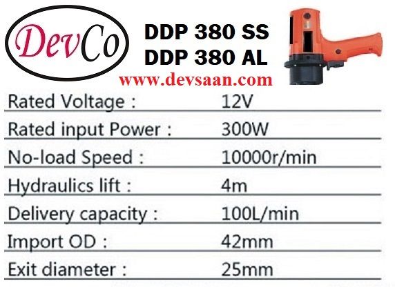 Drum Pump SS-304 DDP 380 SS Pompa Drum DC 12V