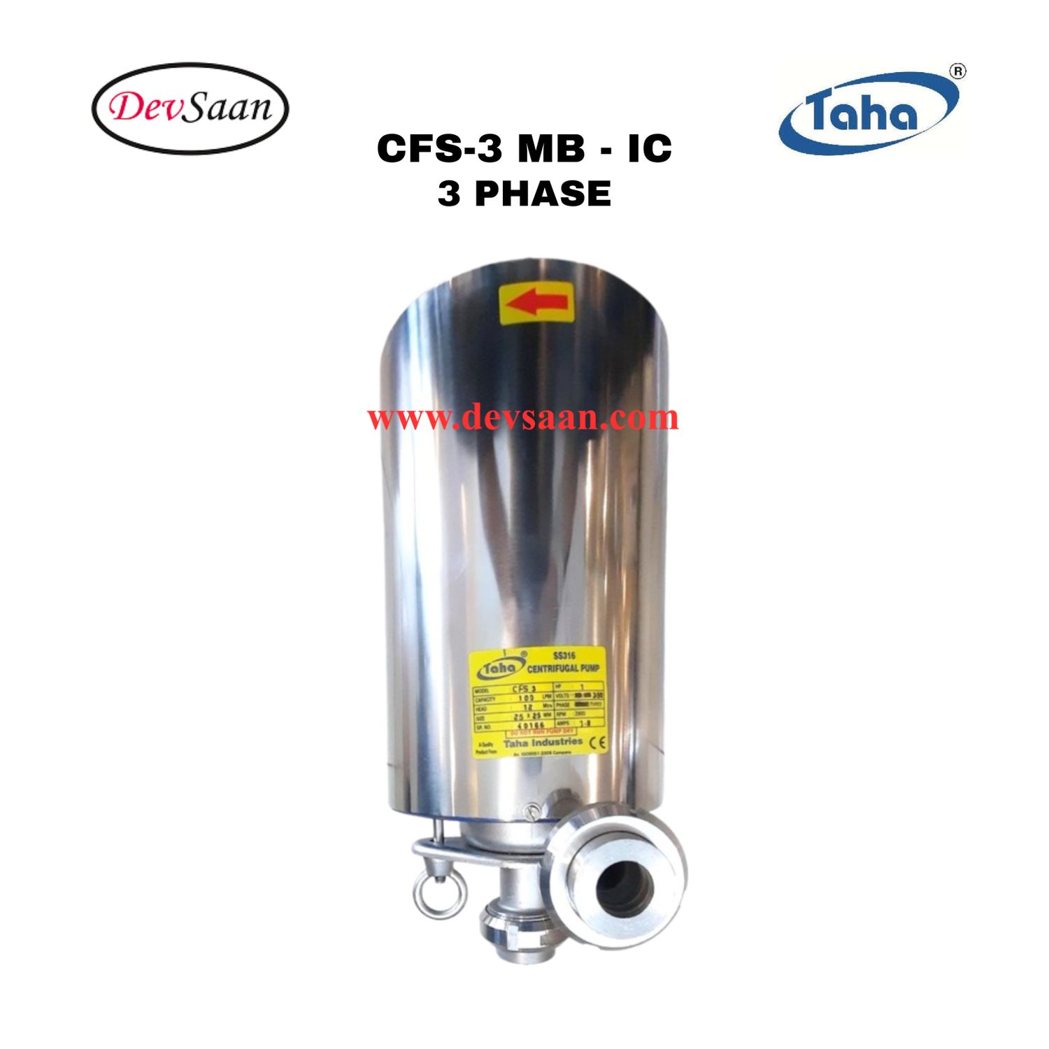 Sanitary Centrifugal Pump SS-316 CFS-3 IC - 3 Phase Pompa Sanitary