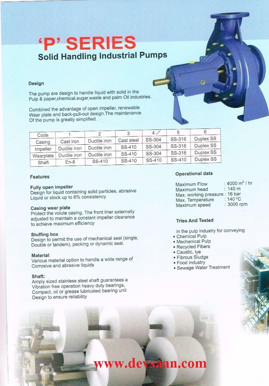 Solid Handling Centrifugal Pump P 125-400 Pompa Sentrifugal