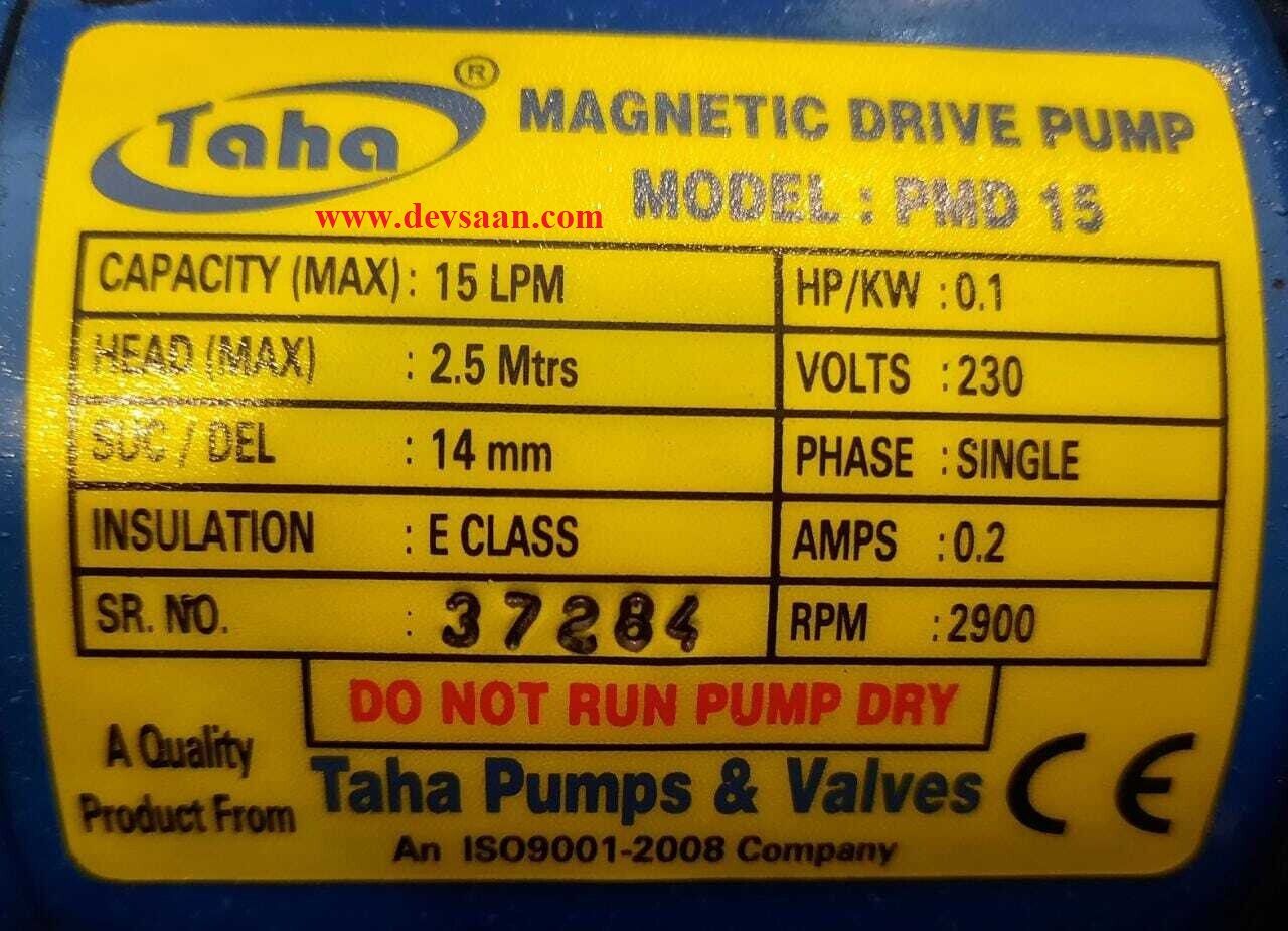 Polypropylene Magnetic Drive Pump PMD-15 Pompa Magnetik