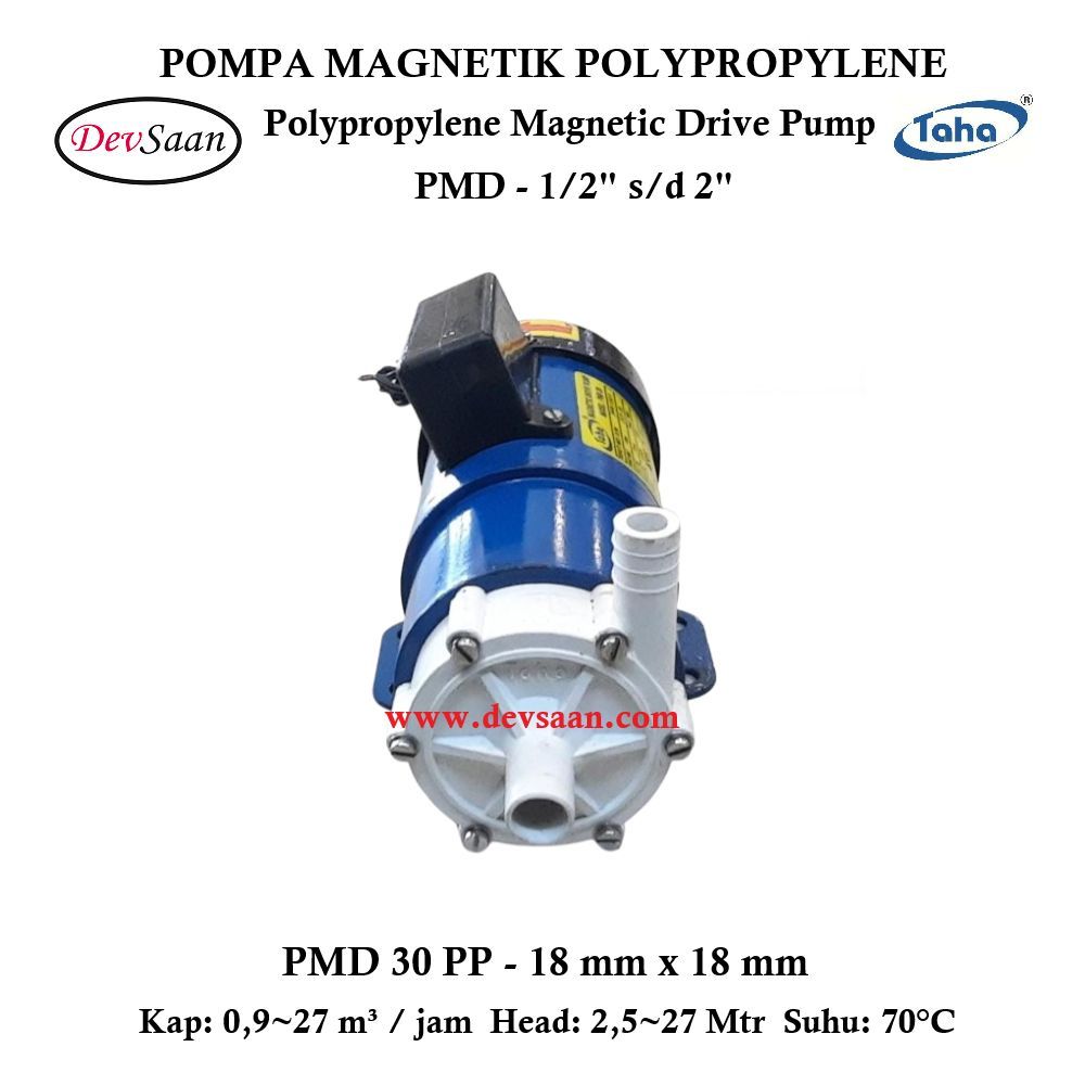 Polypropylene Magnetic Drive Pump PMD-30 Pompa Magnetik