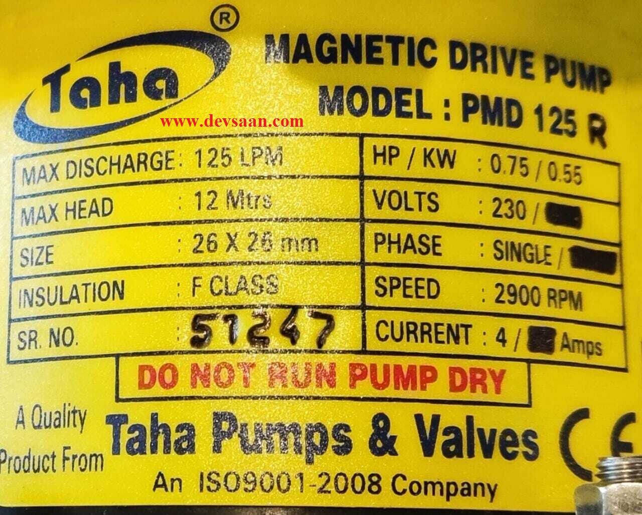 Polypropylene Magnetic Drive Pump PMD-125R Pompa Magnetik