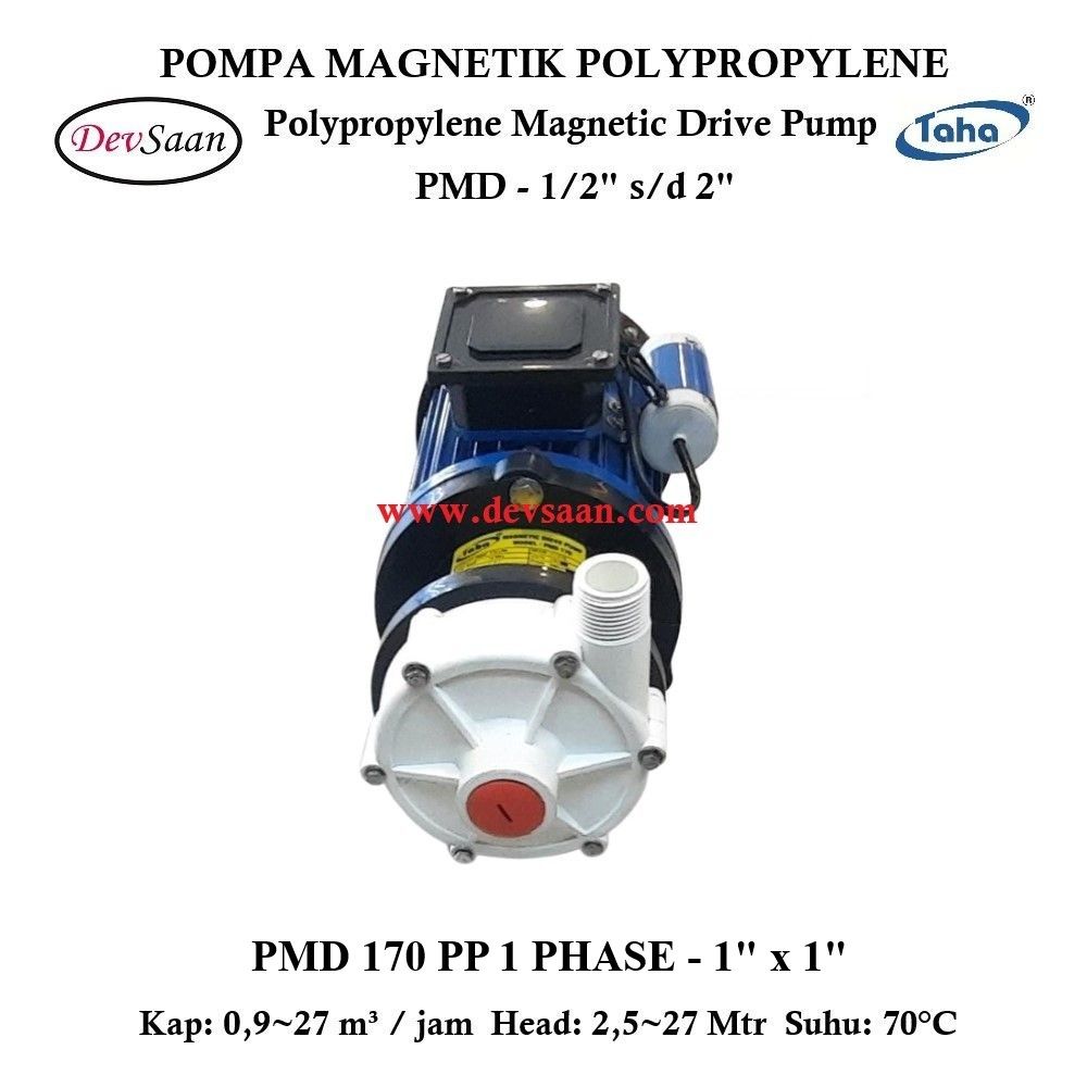 Polypropylene Magnetic Drive Pump PMD-170 1 Phase Pompa Magnetik