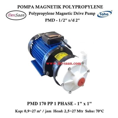 Polypropylene Magnetic Drive Pump PMD-170 1 Phase Pompa Magnetik