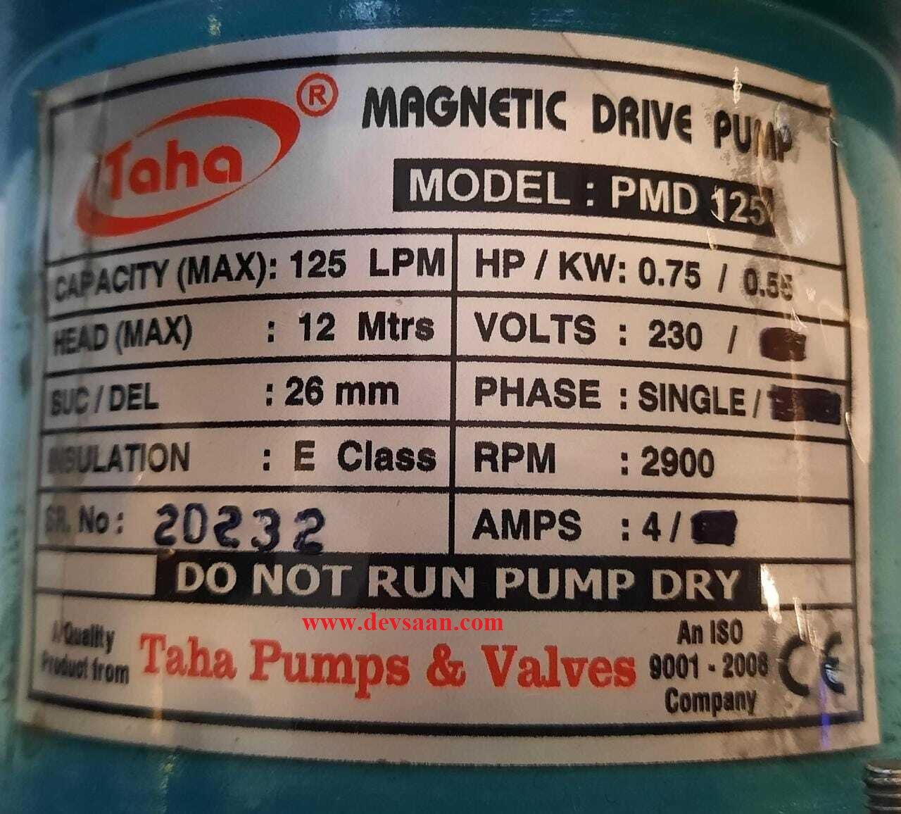 PVDF Magnetic Drive Pump PMD-125 Pompa Magnetik